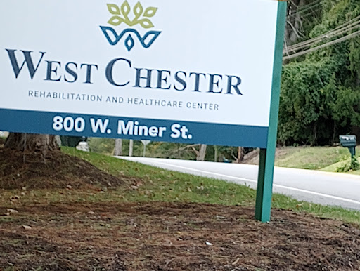Sign for West Chester Rehabilitation and Healthcare Center located at 800 W. Miner St.
