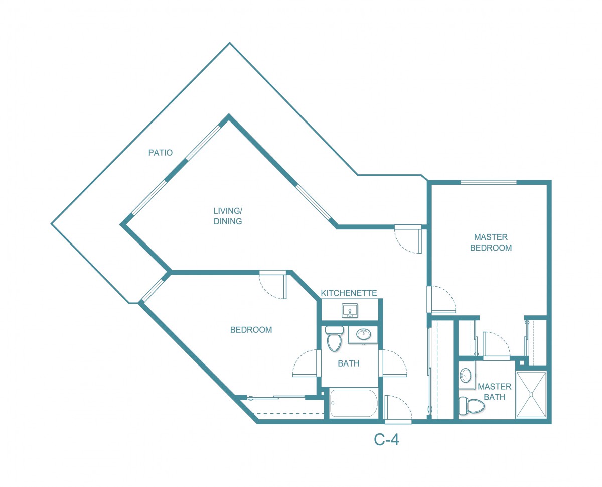 This image depicts a floor plan layout for a residential space, showcasing various rooms and their arrangements.