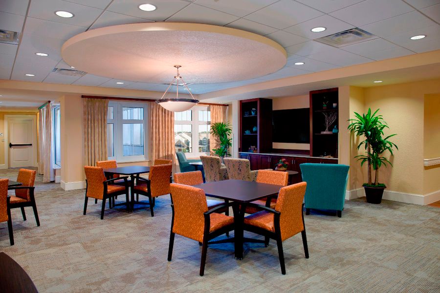 A modern lounge area with comfortable seating and elegant decor.
