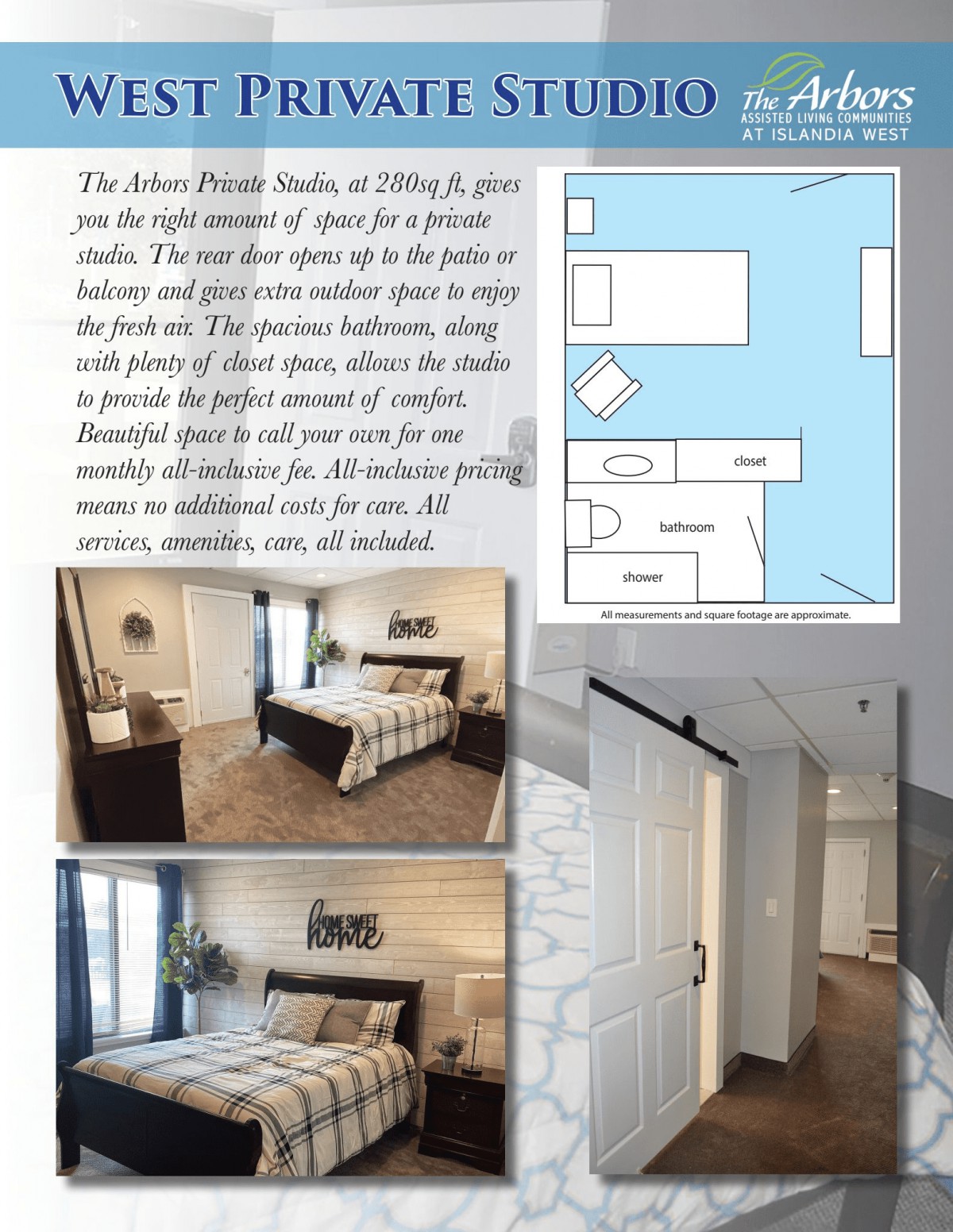 A modern studio apartment showcasing its interior design, layout, and decor.