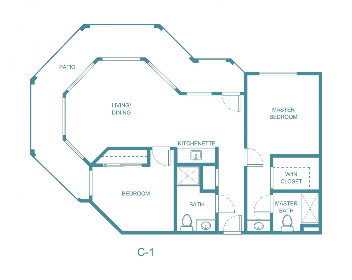 A detailed floor plan of a residential apartment layout.