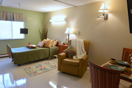 A cozy living room featuring a comfortable sofa, an armchair, and warm decorative elements.