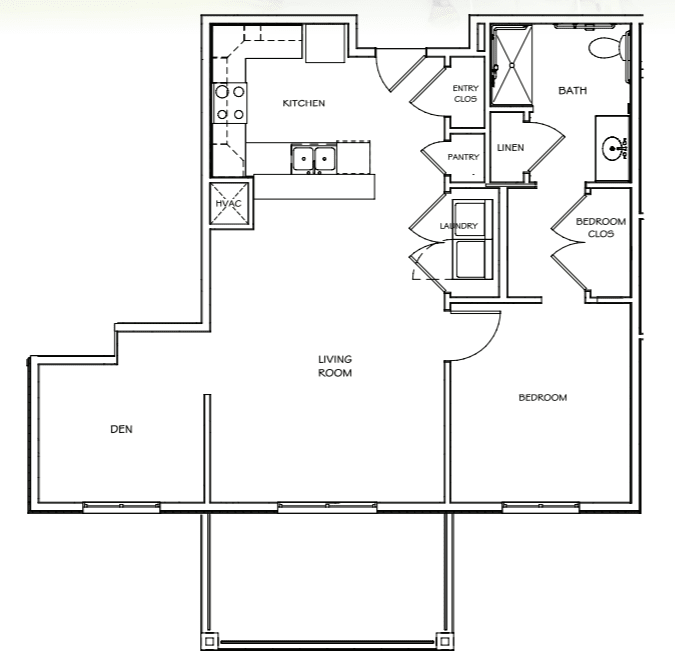 A detailed floor plan showing the layout of a residential property with key areas marked, including living room, kitchen, and bedrooms.