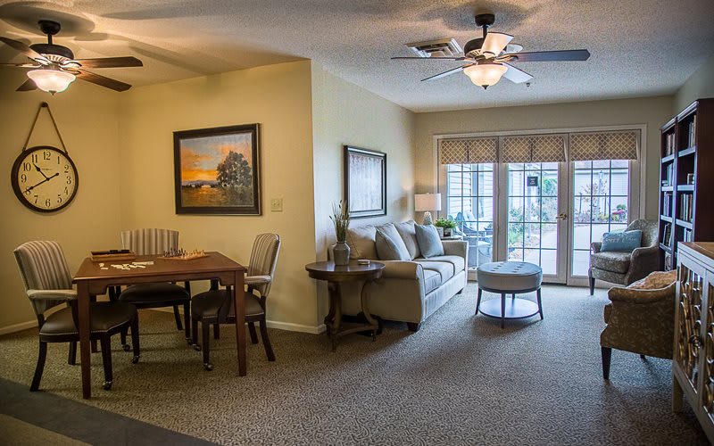 A cozy living and dining area featuring comfortable seating and tasteful decor.