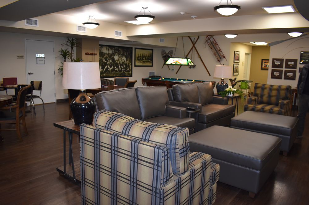 A cozy living room with comfortable seating and stylish decor.