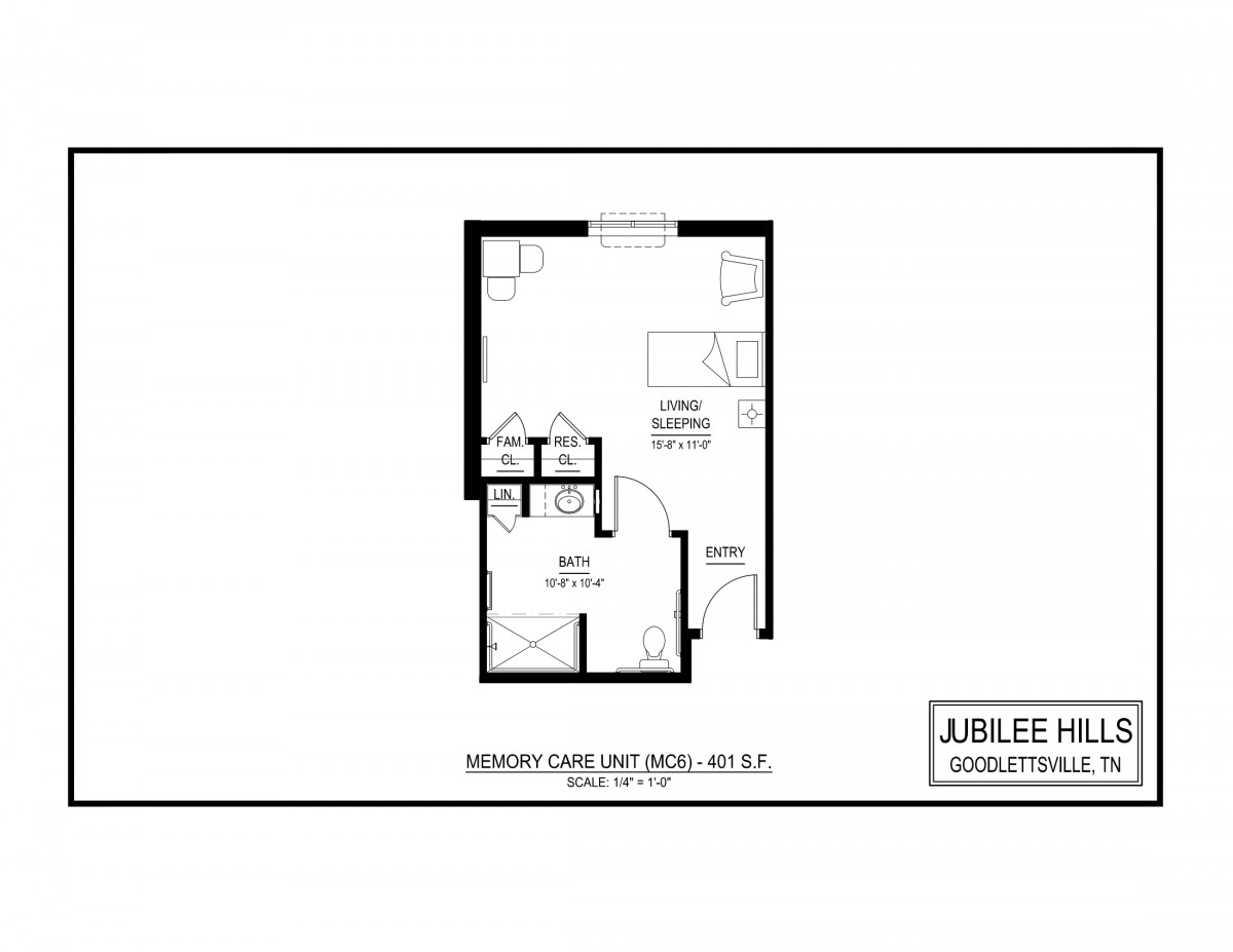 A blueprint of an apartment floor plan, showing the layout of rooms including a living area and kitchen.