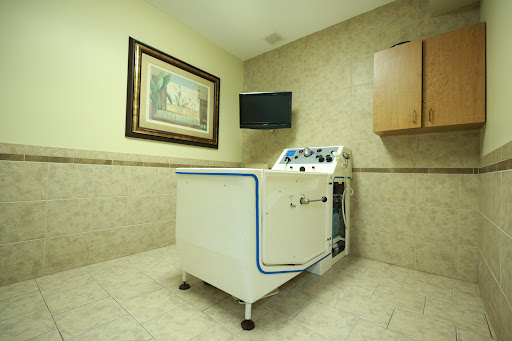 A therapy machine set up in a treatment room, ready for patient use.