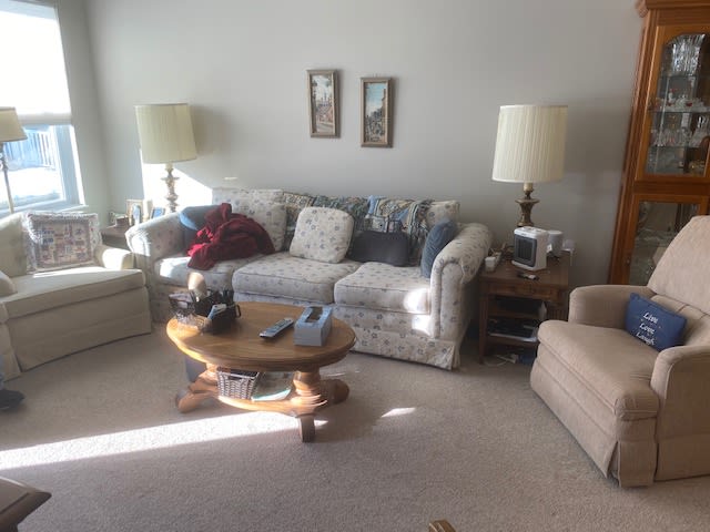 A cozy living room with a comfortable sofa and matching lamps on either side.