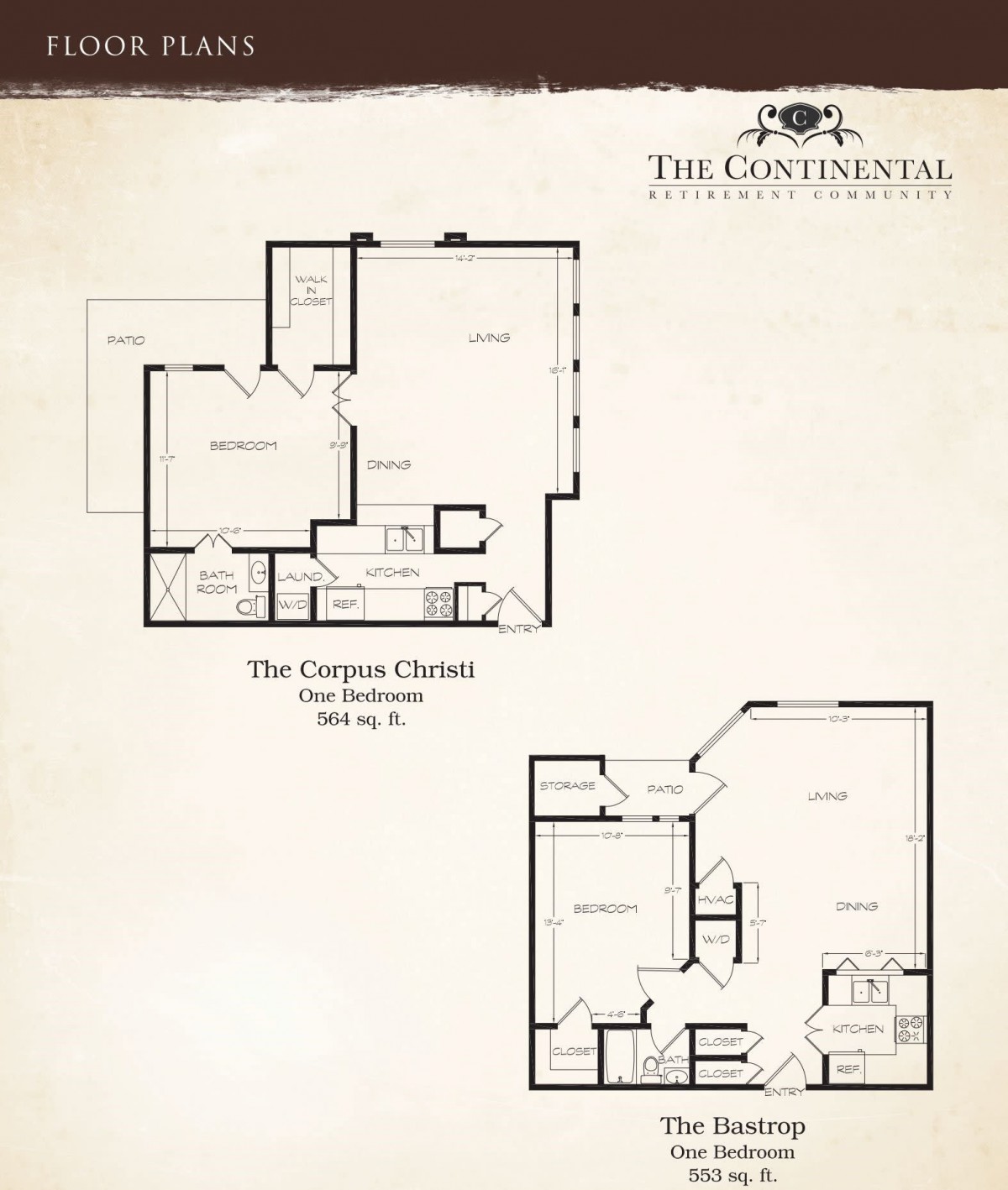 A floor plan layout for a two-bedroom apartment.