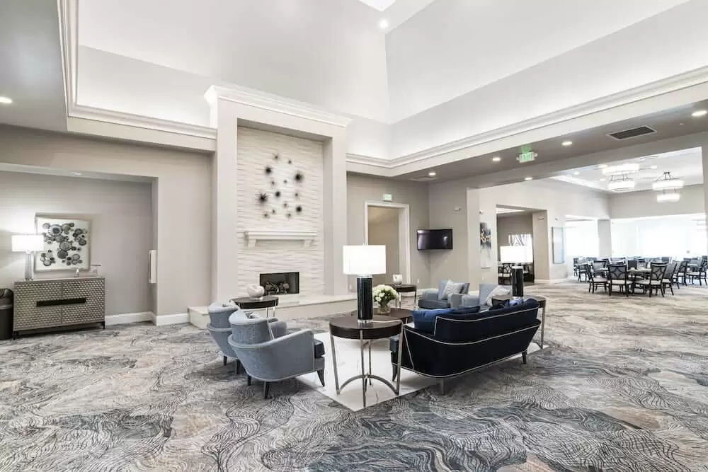 A modern lobby with stylish seating and contemporary decor.