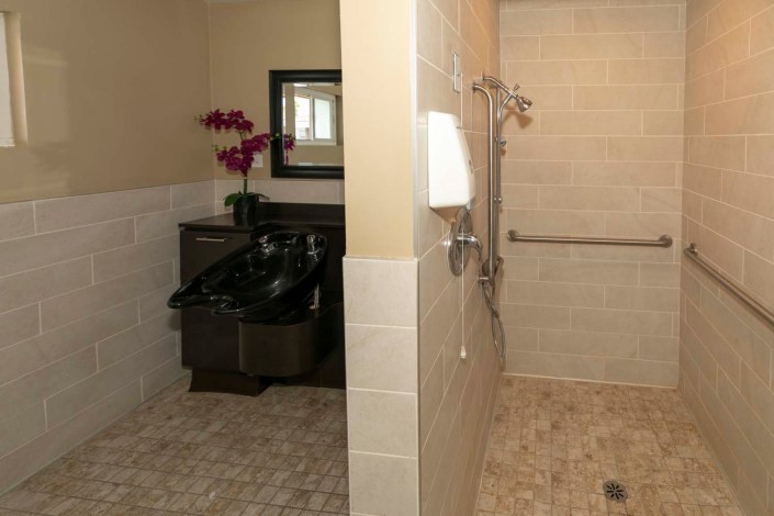 Modern bathroom with a separate shower area and accessible design.