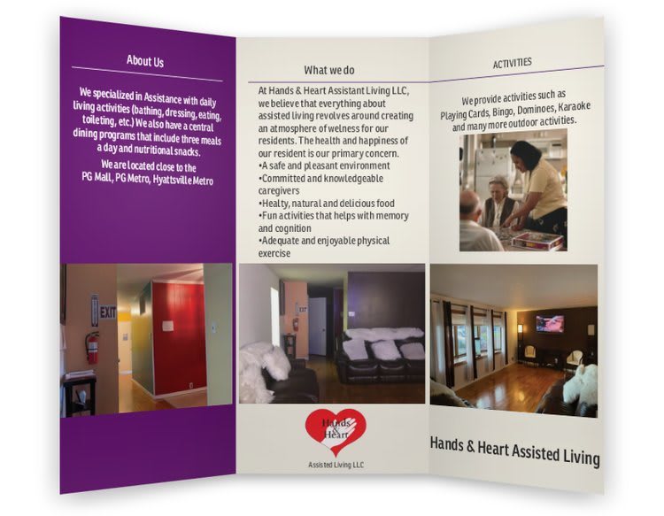 A brochure showcasing healthcare and rehabilitation services, including images of facilities and therapy rooms.