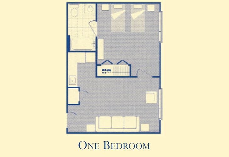 One-bedroom apartment floor plan.