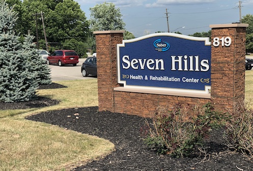 Entrance sign for Seven Hills Health & Rehabilitation Center.