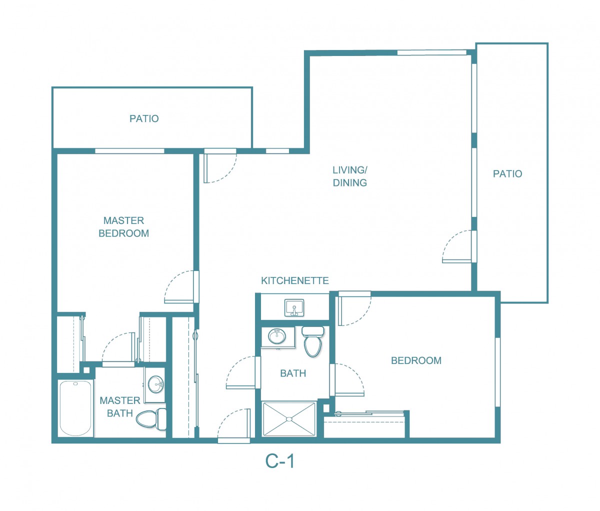 A detailed floor plan of an apartment showing the layout of rooms and spaces.