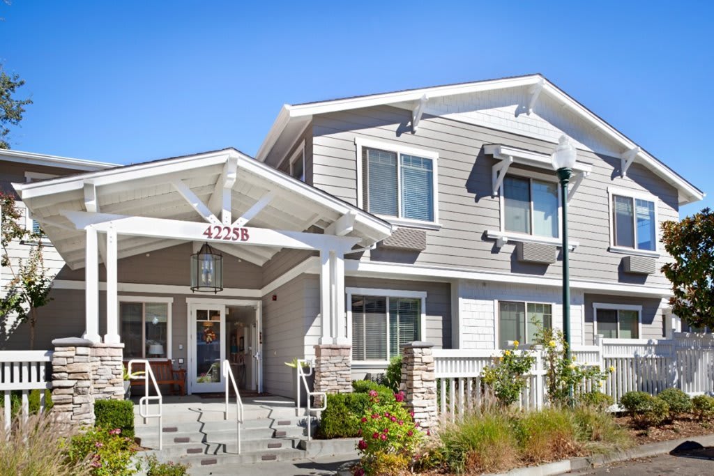 A suburban residential house with a modern exterior design.