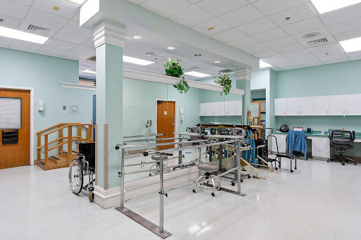 A well-equipped rehabilitation therapy room designed for physical therapy and patient recovery.