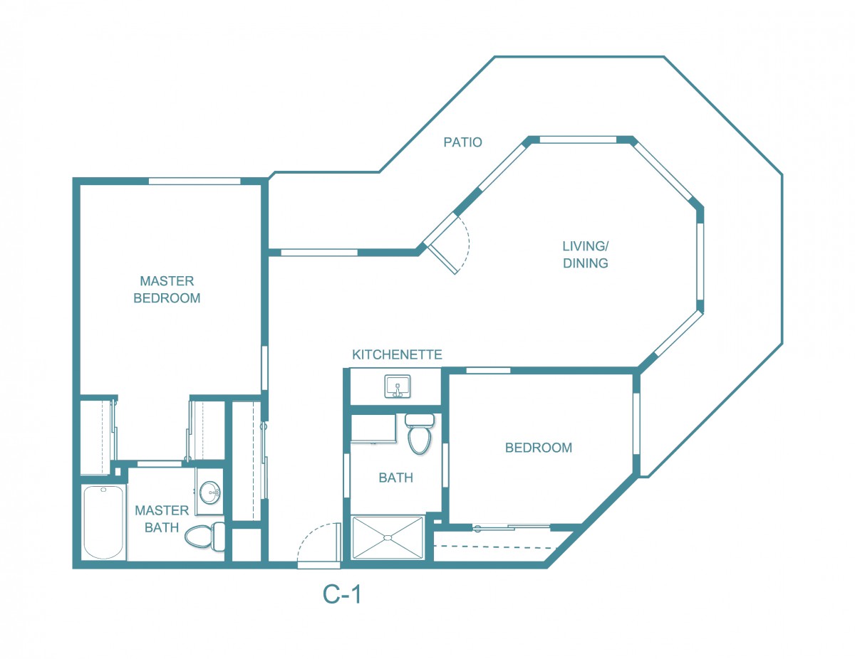 A detailed floor plan of an apartment, highlighting various rooms and their arrangement.