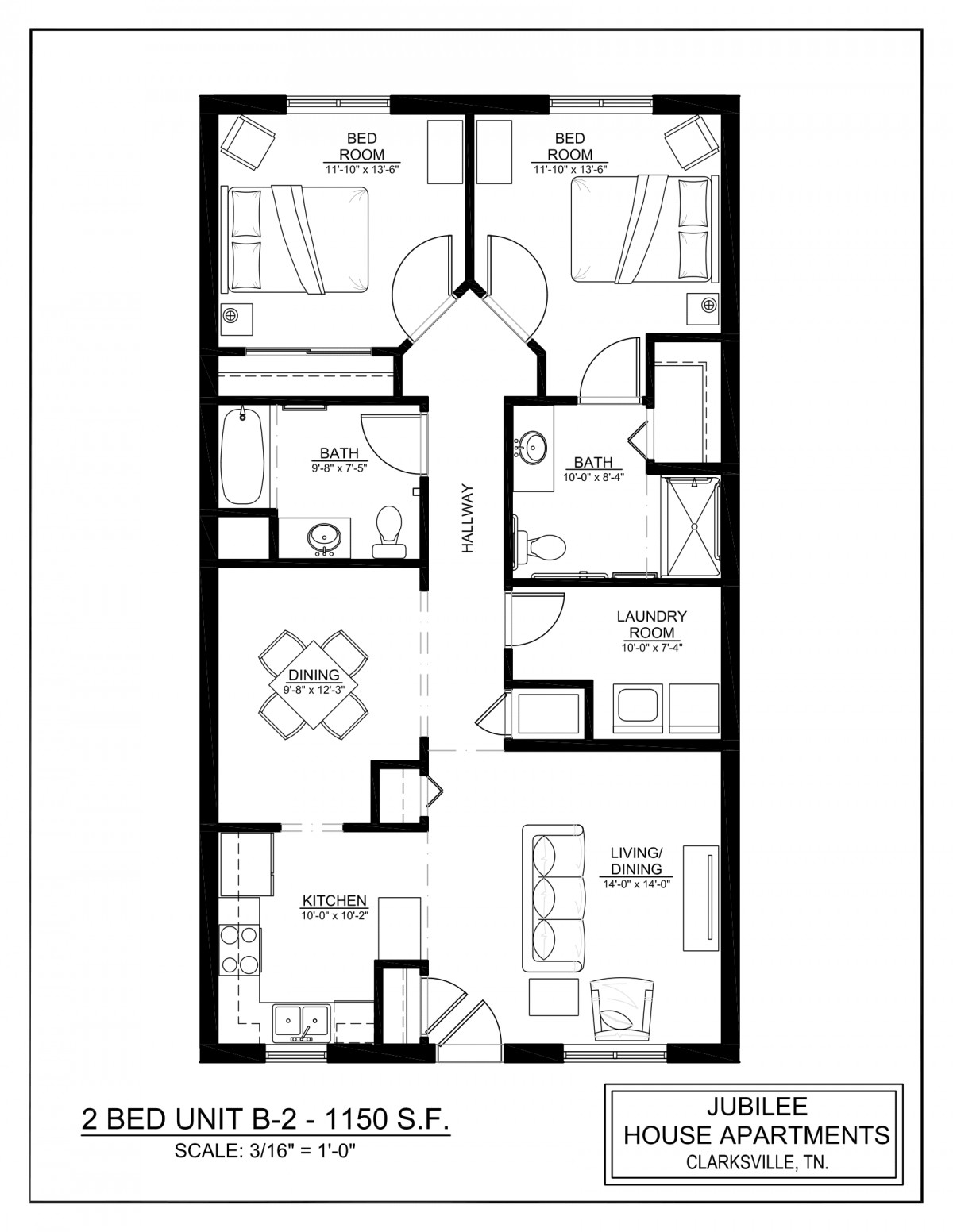 A detailed floor plan of an apartment showing room layouts and arrangements.