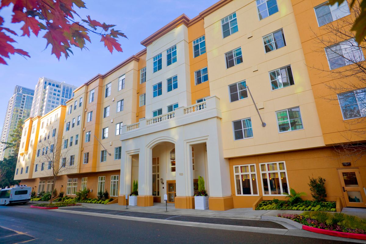 A modern apartment building with a welcoming entrance.