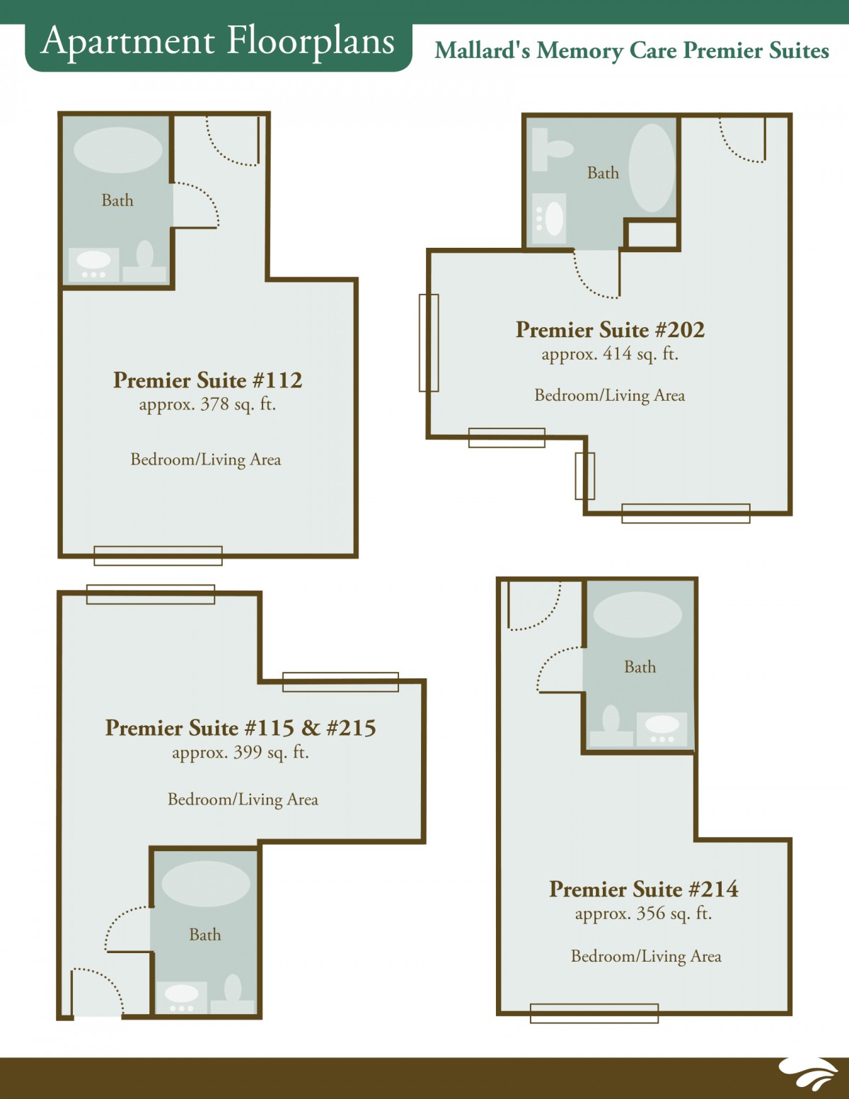 Collection of floor plans for various premier suites.