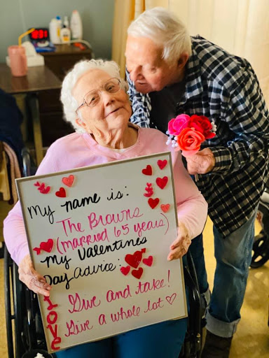 Celebrating love and companionship on Valentine's Day at the care home.