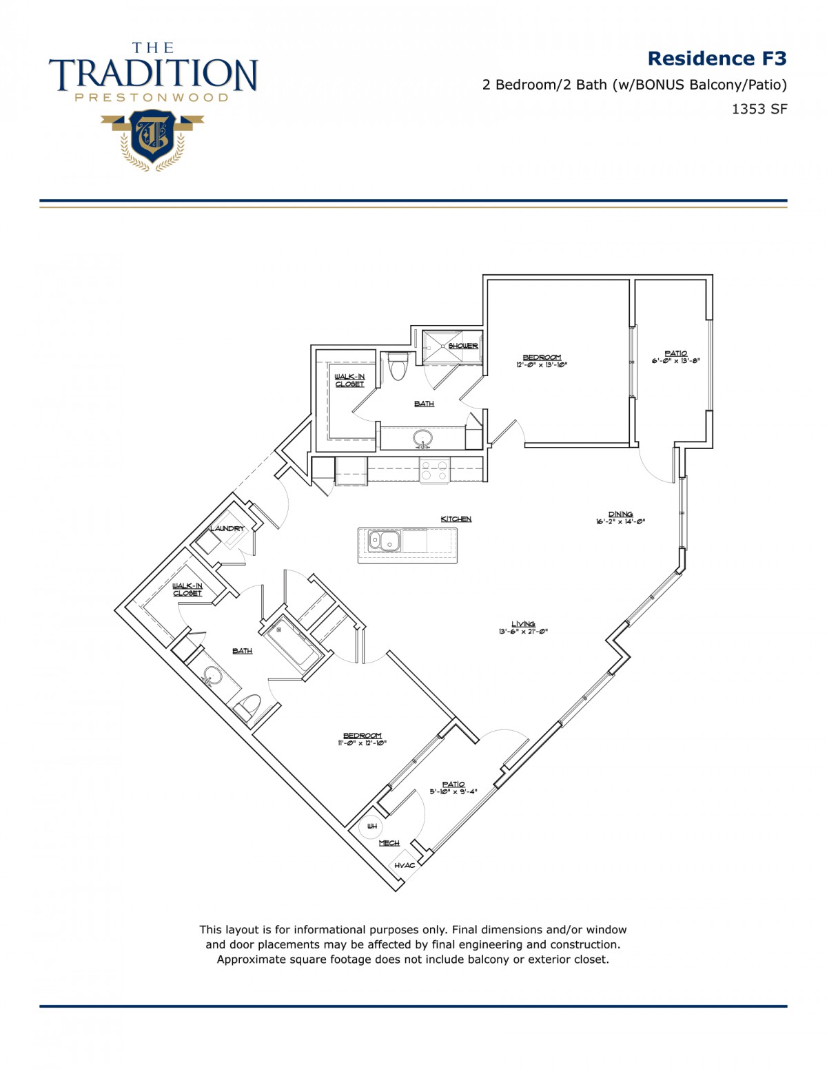 A detailed floor plan of an apartment showing the layout of rooms and spaces.