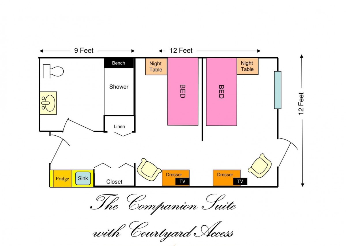 Floor plan of the Companion Suite with Courtyard Access