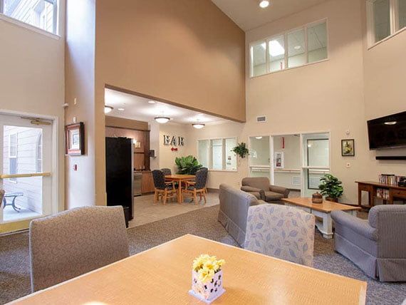 A modern lobby interior with comfortable seating and natural lighting.