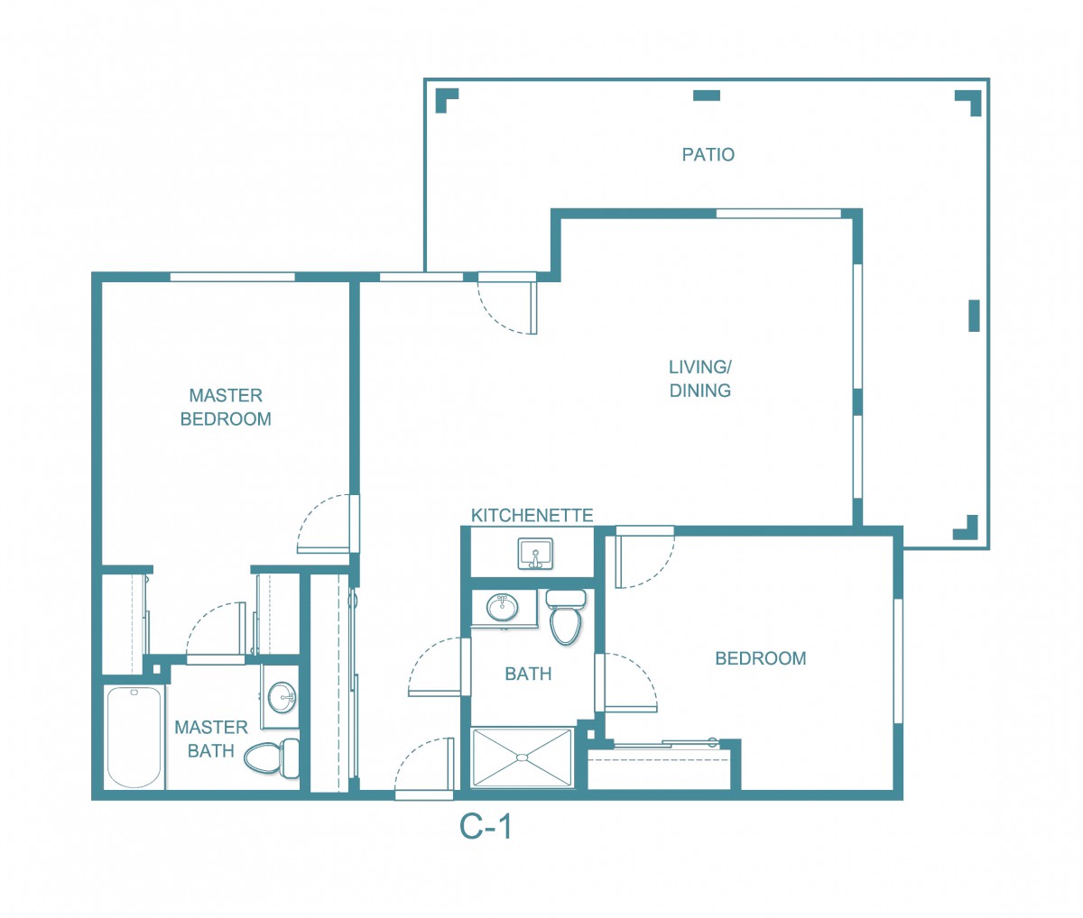 A detailed floor plan of a residential apartment with labeled rooms and areas.