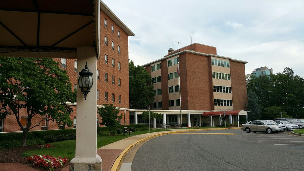 Exterior view of a brick hospital building.