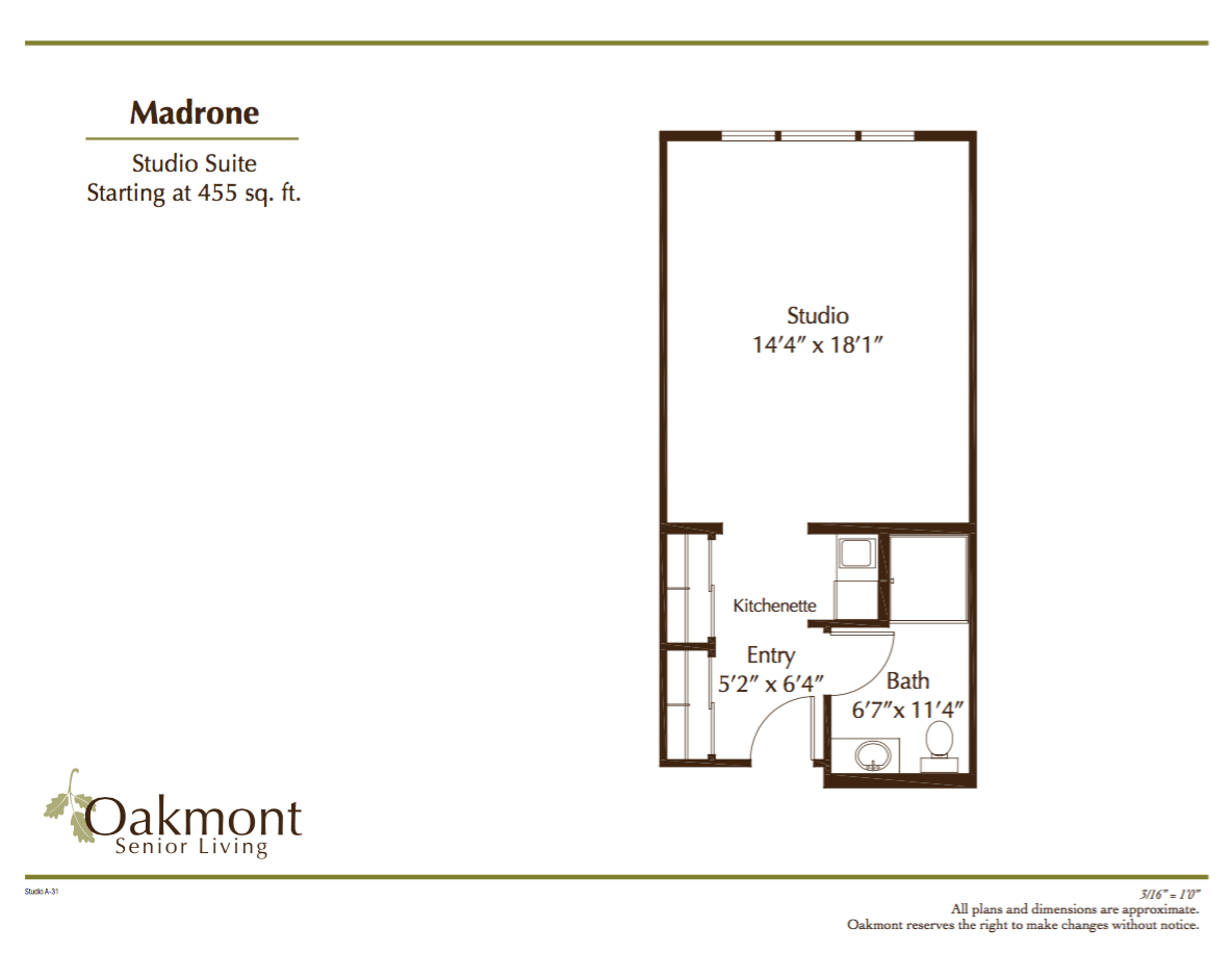 A floor plan of a studio suite measuring approximately 400 sq. ft.