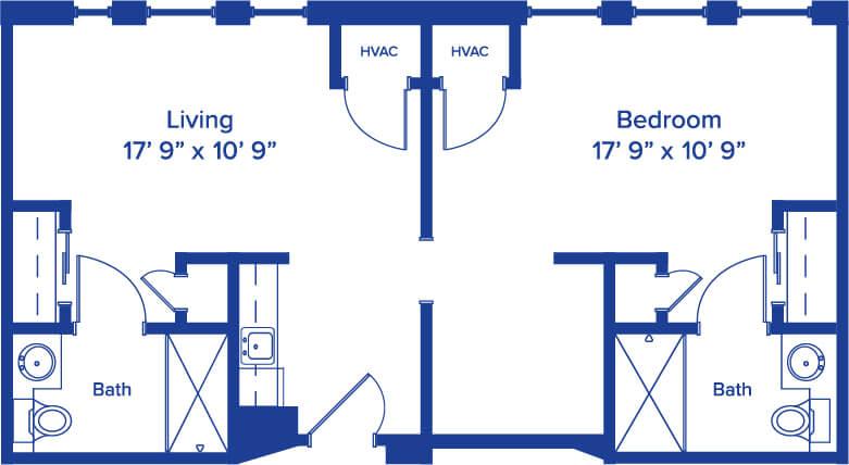 Blueprint of an apartment layout featuring living and bedroom areas.