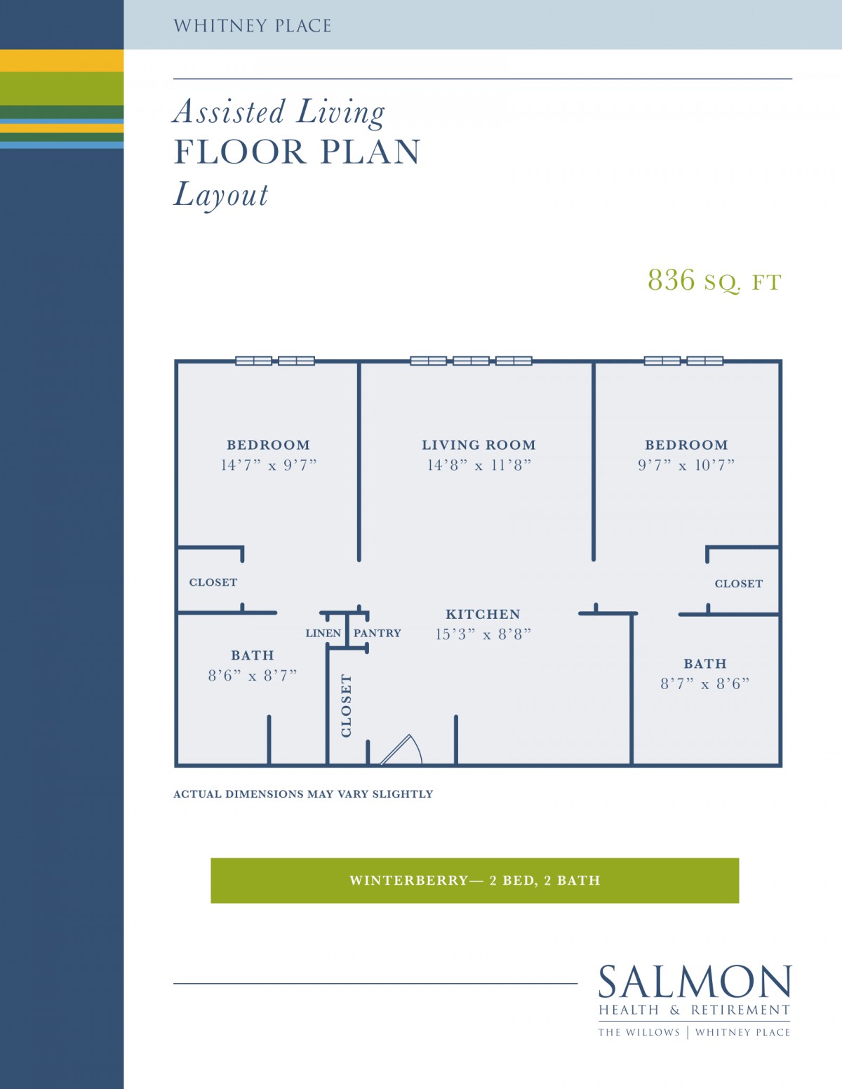 A floor plan layout of an apartment showing various rooms and dimensions.
