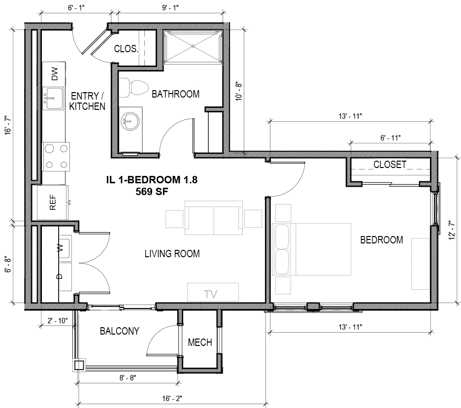 A detailed floor plan illustrating the layout of a residential space with labeled rooms.