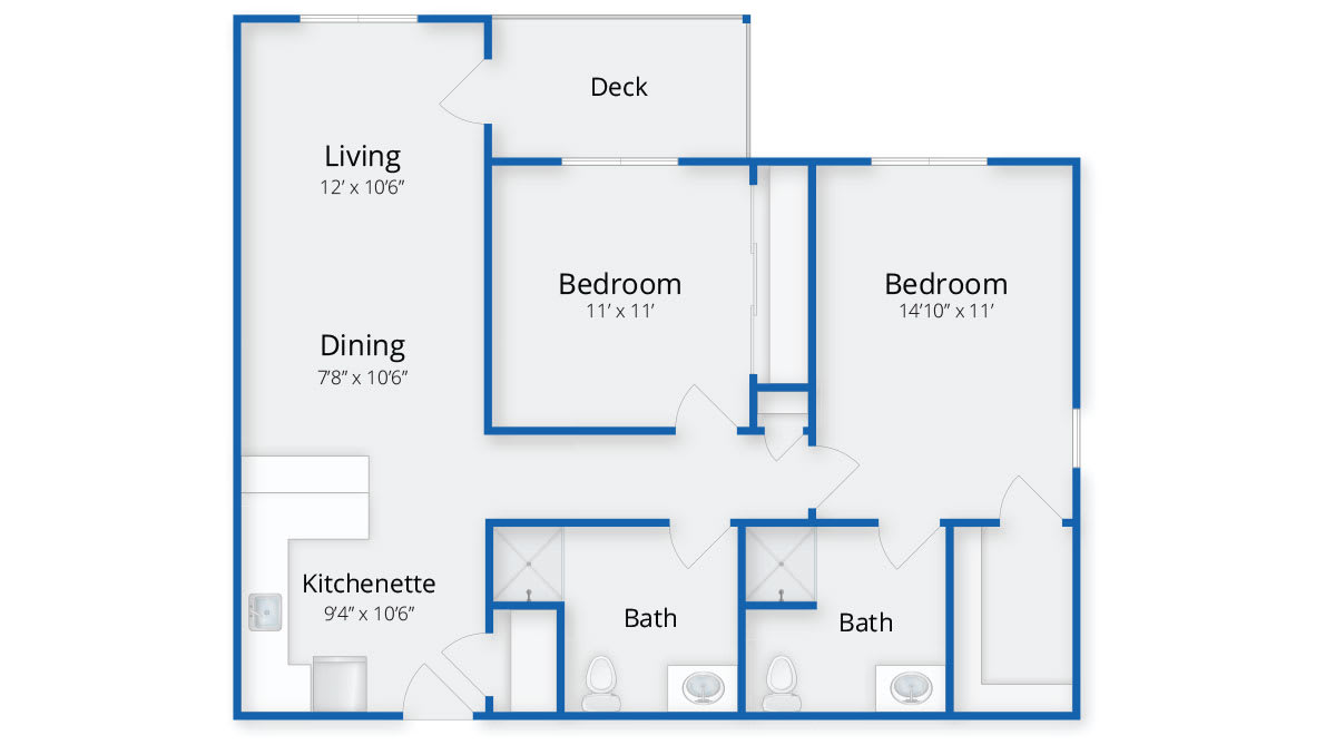 Floor plan of an apartment showing the arrangement and dimensions of rooms.