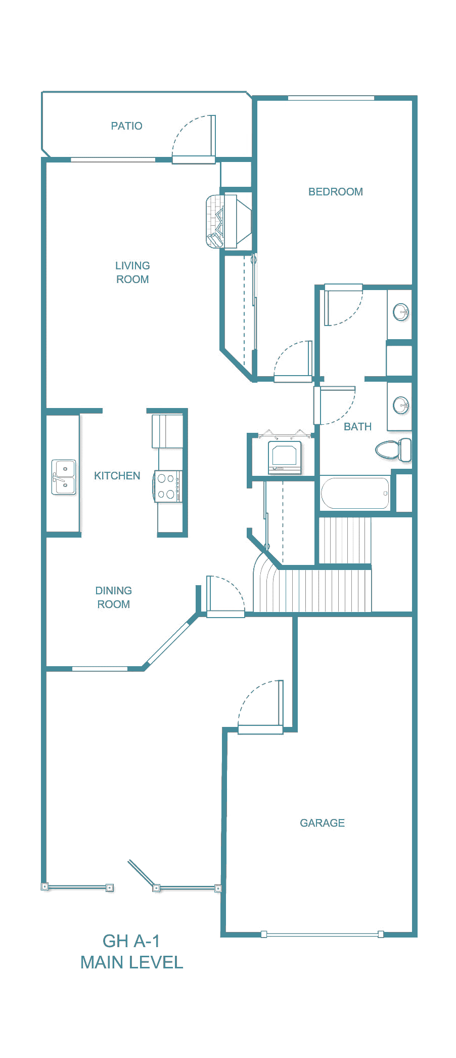 A detailed floor plan of a residential home including kitchen, bathroom, and living areas.