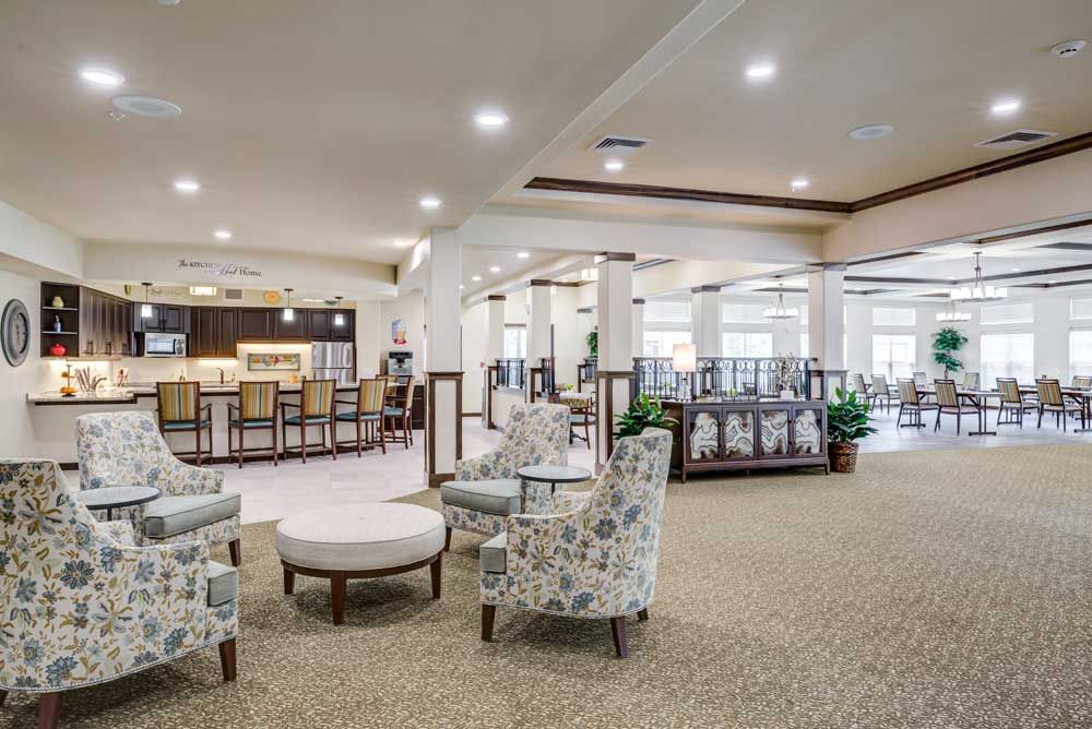 A spacious and modern lobby with comfortable seating areas and elegant lighting.