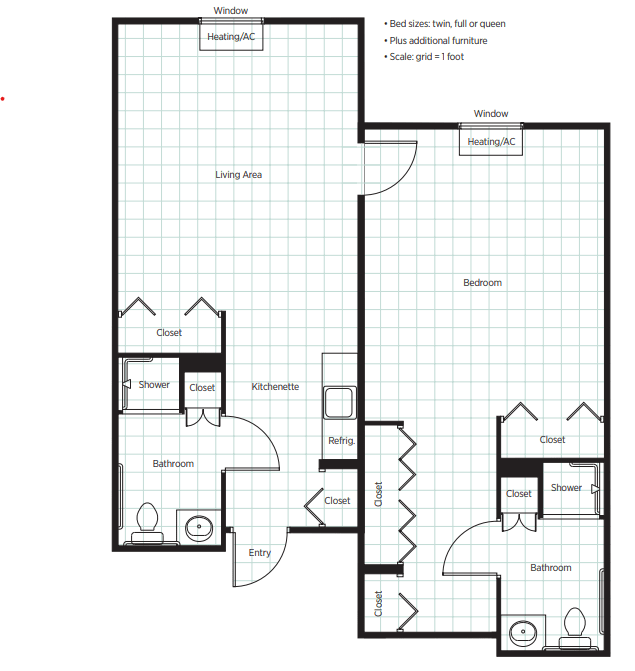 Floor plans of two different apartment layouts, showing room configurations and dimensions.