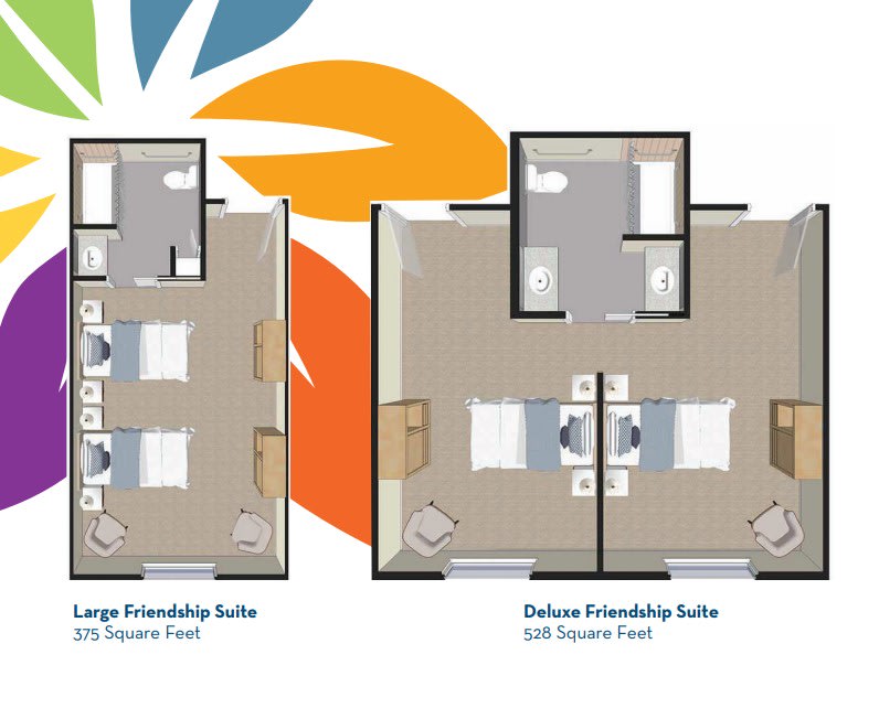 Floor plans for a large premiere suite and deluxe premiere suite.