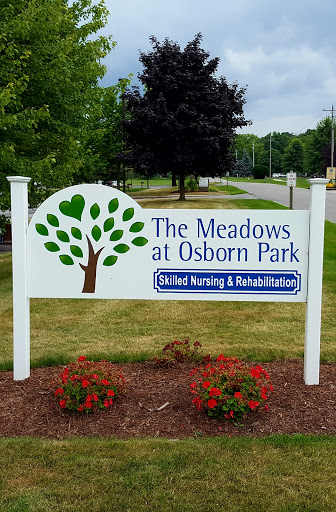 Sign for The Meadows at Osborn Park, a skilled nursing and rehabilitation facility.