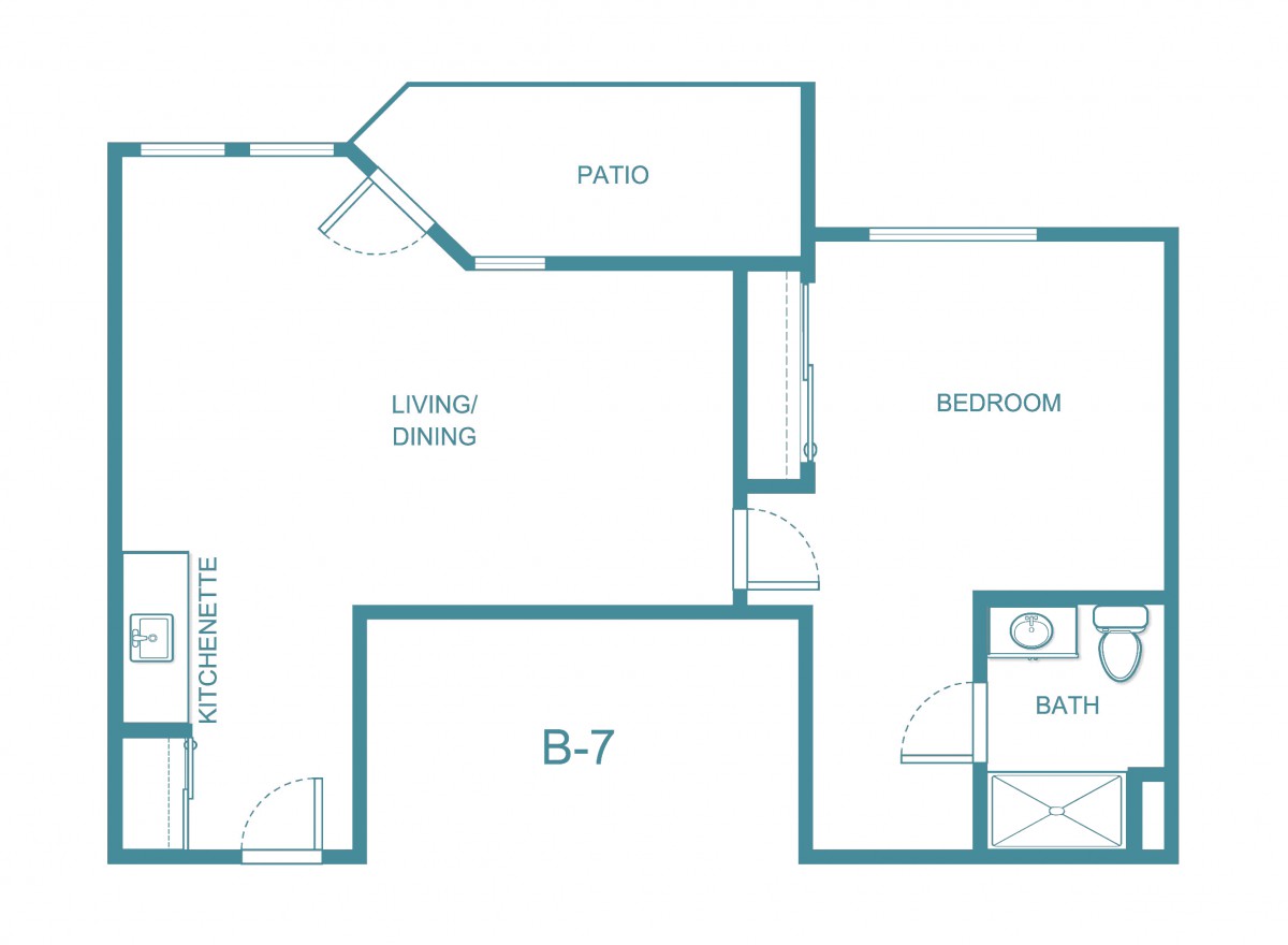 A floor plan depicting the layout of an apartment with labeled rooms.
