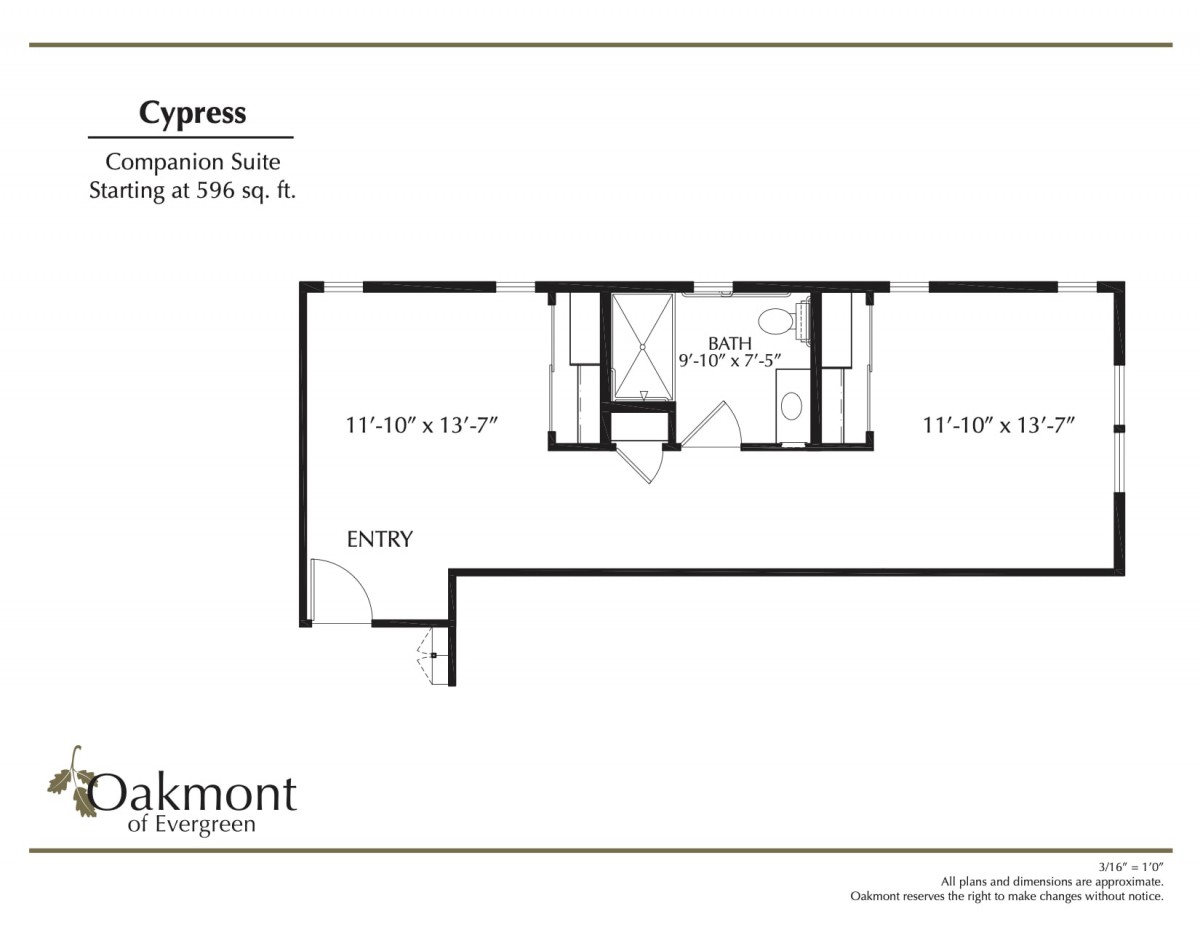 Floor plan of the Cypress suite with room dimensions and layout.
