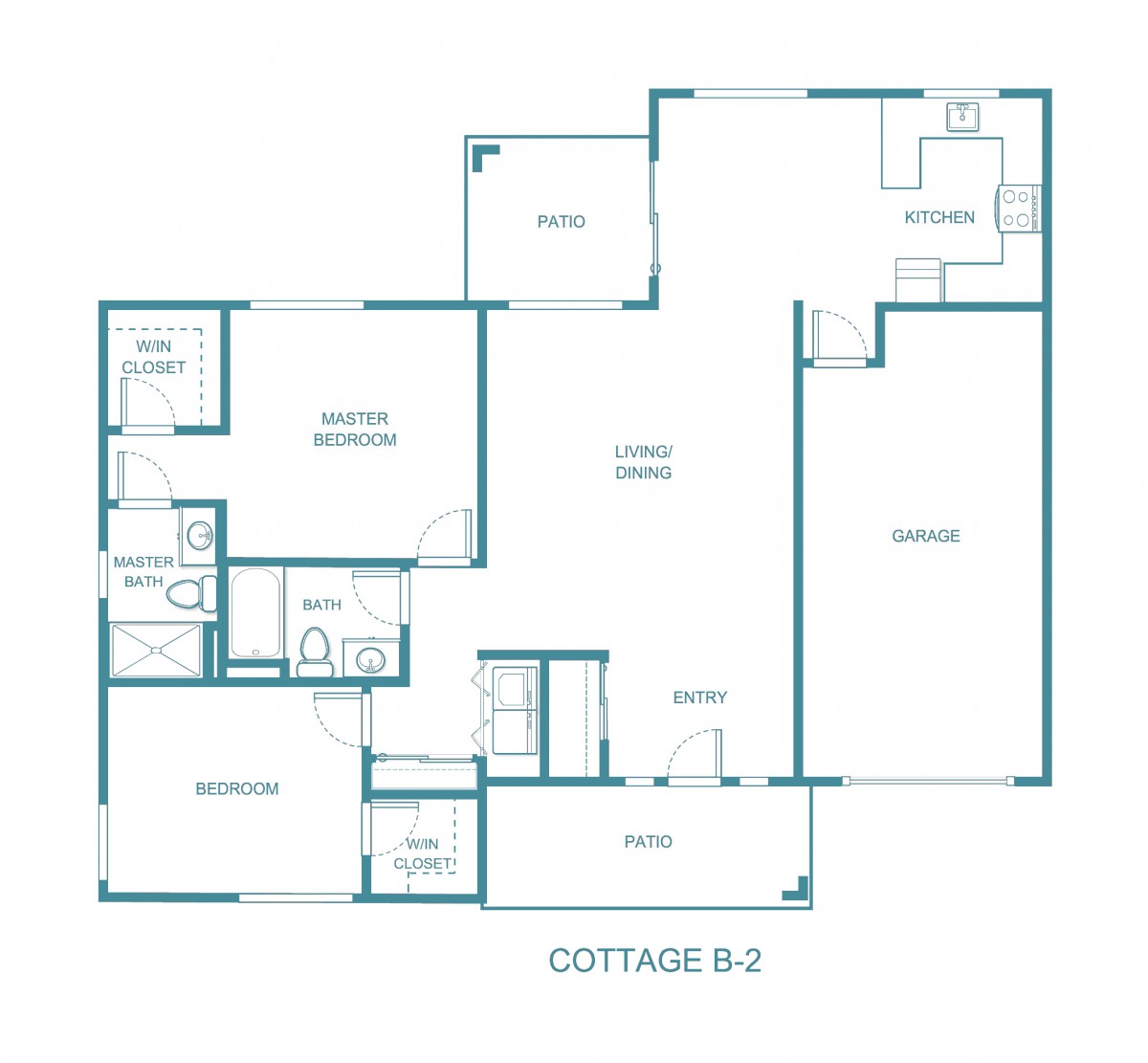 Blueprint of an apartment layout with labeled rooms and areas.