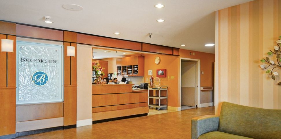 Reception area in a healthcare facility.