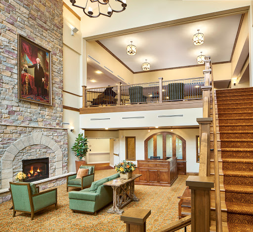 A spacious and inviting lobby with comfortable seating and elegant decor.