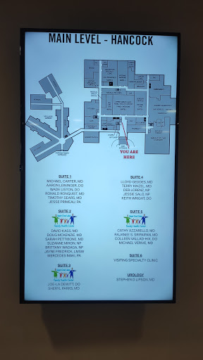 Directional map showcasing the layout of a building along with key information points.
