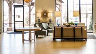 Elegant and modern lobby with comfortable seating and stylish decor.
