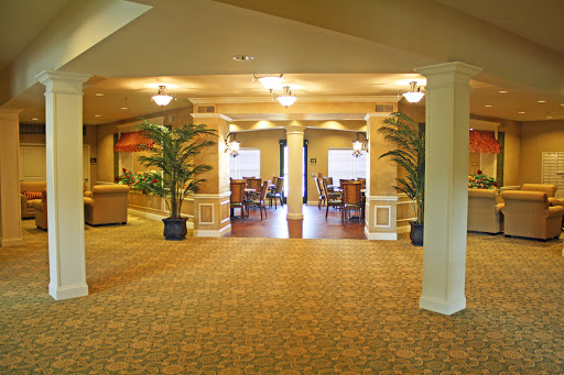 Spacious and elegantly designed lobby area featuring comfortable furnishings and decorative plants.