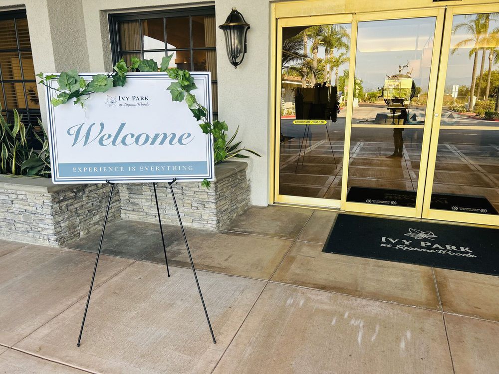 An inviting welcome sign at the entrance of a venue.